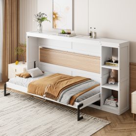 Twin Size Murphy Bed with Bookshelf