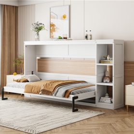 Twin Size Murphy Bed with Bookshelf