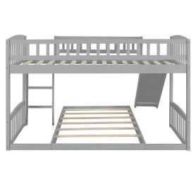 Wood Twin Over Twin Bunk Bed with Slide and Ladder