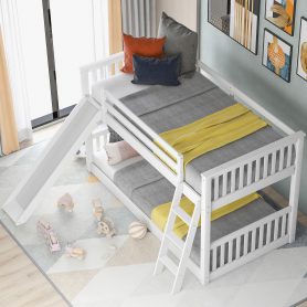 Twin Over Twin Bunk Bed With Convertible Slide And Ladder