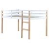 Rubber Wooden Twin Loft Bed with Ladder,  Natural White