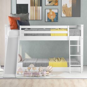 Twin Over Twin Bunk Bed With Convertible Slide And Ladder