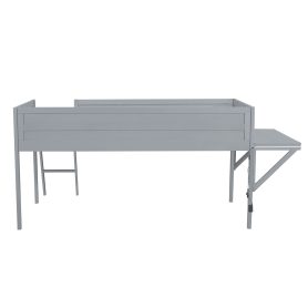 Wood Twin Size Gaming Loft Bed with Desk and LED