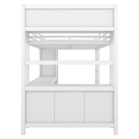 Full Size Metal Loft Bed With Wardrobe, L-shaped Desk, Storage Cubes And Shelves