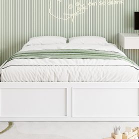 Wood Queen Size Platform Bed Frame with 6 Drawers