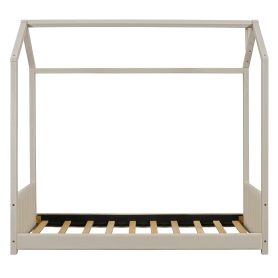 Wood Twin Size Velvet House Bed