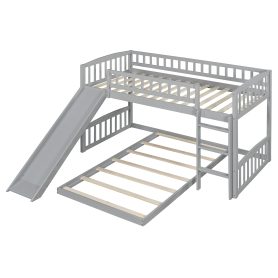 Wood Twin Over Twin Bunk Bed with Slide and Ladder