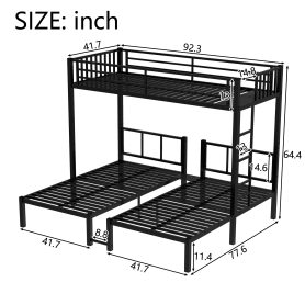 Metal Twin Xl Over Twin & Twin Bunk Bed For 3