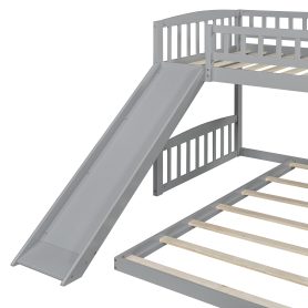 Wood Twin Over Twin Bunk Bed with Slide and Ladder