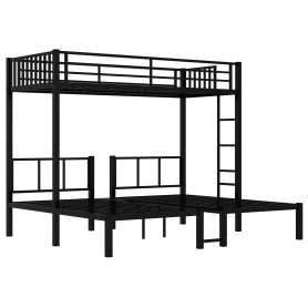 Metal Twin Xl Over Twin & Twin Bunk Bed For 3