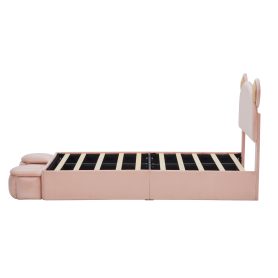 Twin Size Upholstered Platform Bed Frame with Cartoon Bear Ears