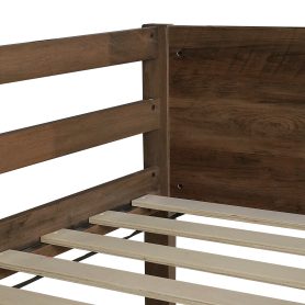 Twin over Twin Floor Bunk Bed with Panelled Headboard and Footboard