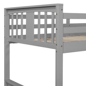 Solid Wood Low Twin Over Twin Bunk Bed with Ladder