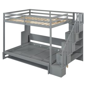 Full Over Full Size Murphy Bed with Hydraulic Lift & Desk