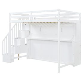 Full Over Full Size Murphy Bed With Hydraulic Lift & Desk Design