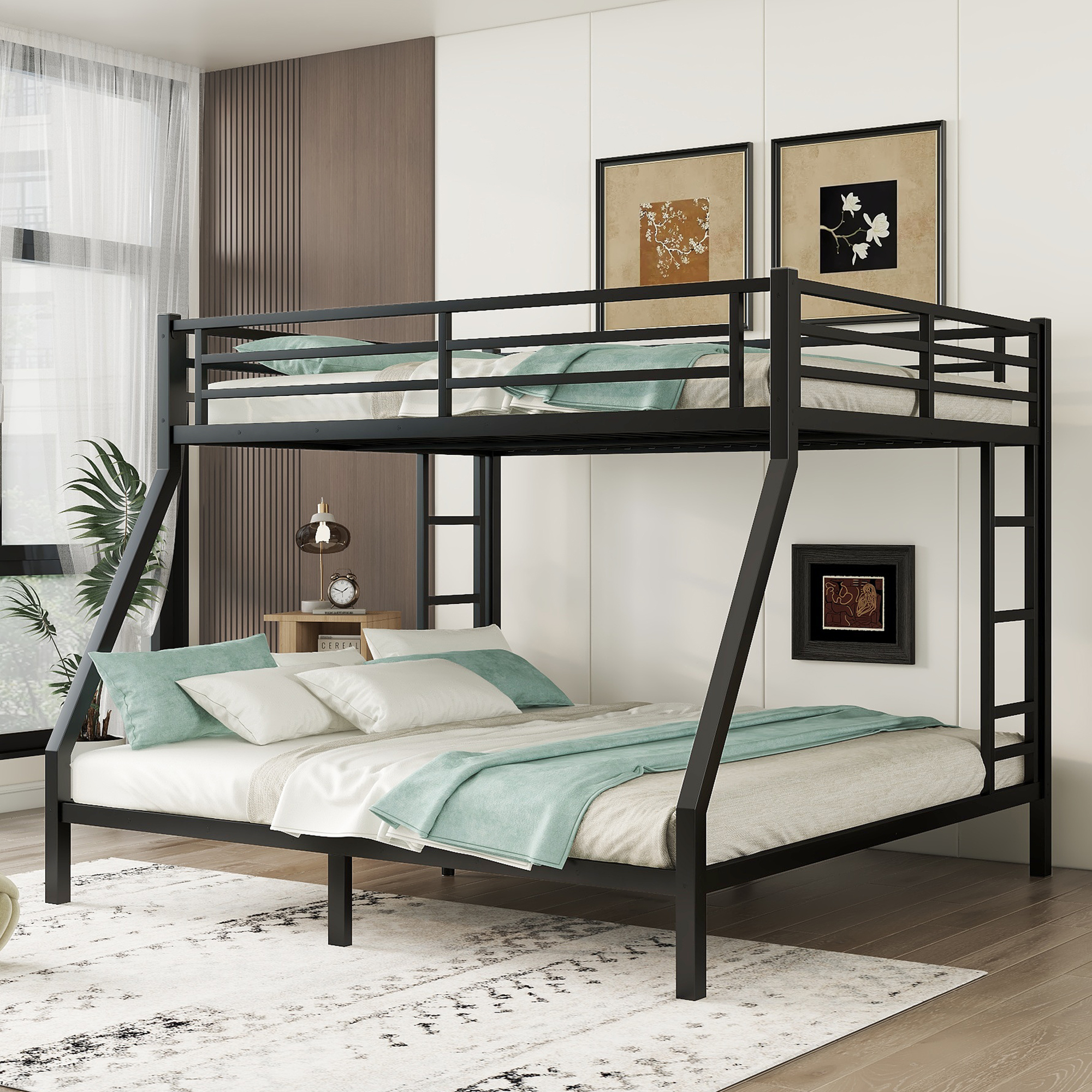 Metal Queen Over King Bunk Bed For Teens And Adults, Space-saving/ Noise Reduced/ No Box Spring Needed
