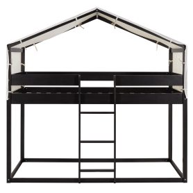 Twin Over Twin Wood Bunk Bed With Tent