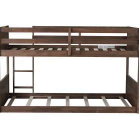 Twin over Twin Floor Bunk Bed with Panelled Headboard and Footboard