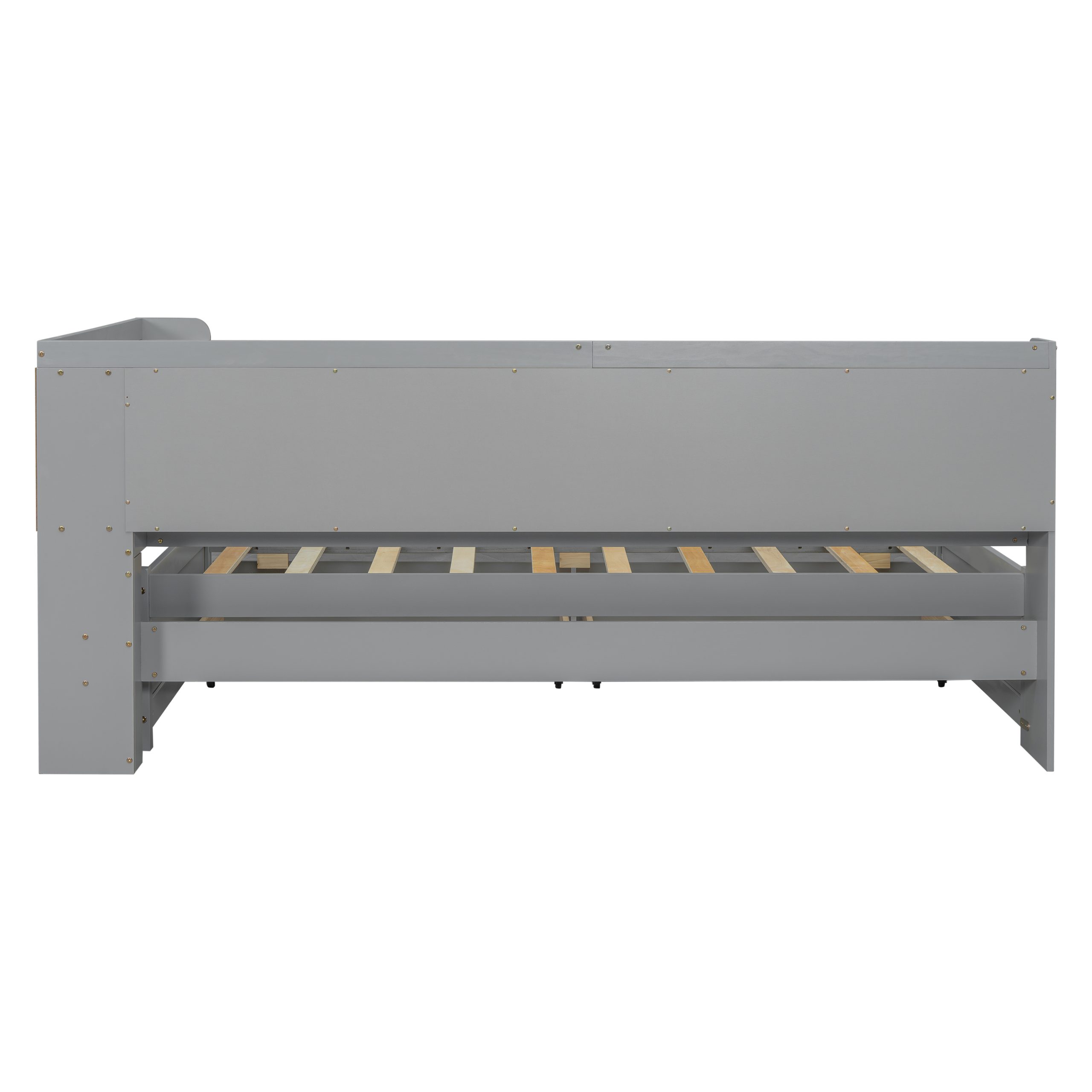 Twin Size L-Shaped Bookcases Bed with Power Outlets, USB Charging Ports, Two Drawers 14 Twin Size L-Shaped Bookcases Bed with Power Outlets, USB Charging Ports, Two Drawers