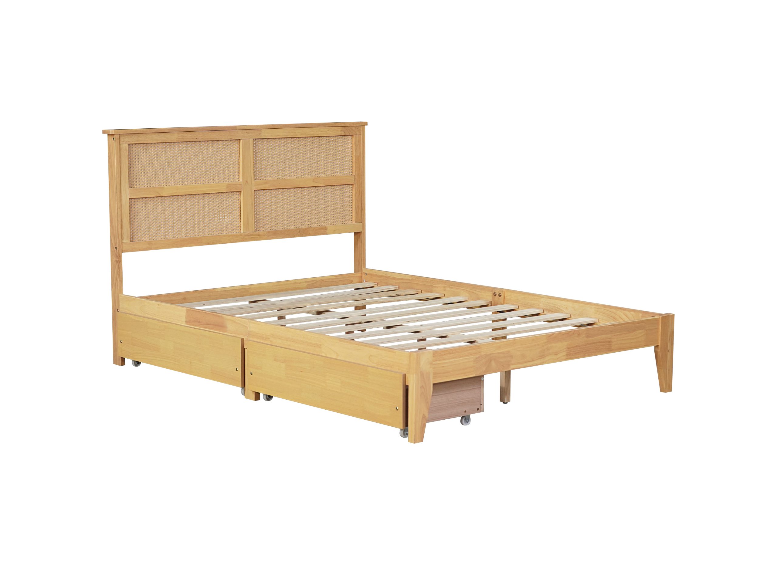 Assembly Instruction For W504P269606 2 Full Size Platfrom Bed with Rattan Headboard, Two Storage Drawers