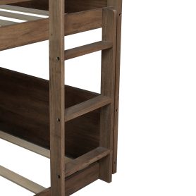 Twin over Twin Floor Bunk Bed with Panelled Headboard and Footboard