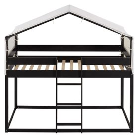 Twin Over Twin Wood Bunk Bed With Tent