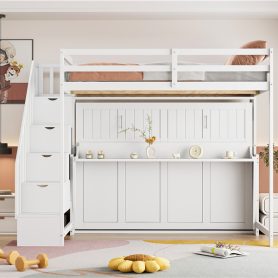 Full Over Full Size Murphy Bed With Hydraulic Lift & Desk Design