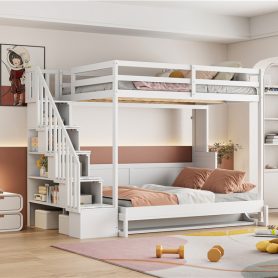 Full Over Full Size Murphy Bed With Hydraulic Lift & Desk Design