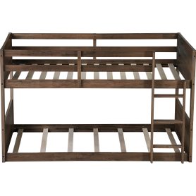 Twin over Twin Floor Bunk Bed with Panelled Headboard and Footboard