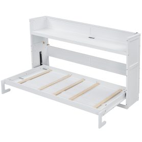 Twin XL Size Murphy Bed with Desk,LED Light and USB Charging Station