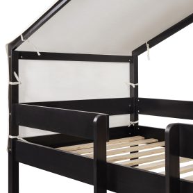 Twin Over Twin Wood Bunk Bed With Tent