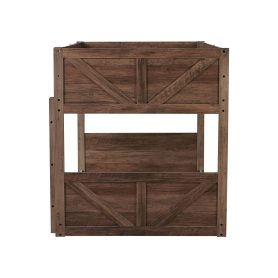 Twin over Twin Floor Bunk Bed with Panelled Headboard and Footboard