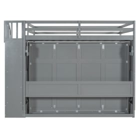 Full Over Full Size Murphy Bed with Hydraulic Lift & Desk