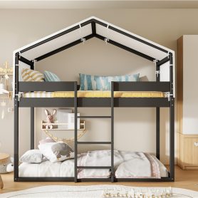 Twin Over Twin Wood Bunk Bed With Tent