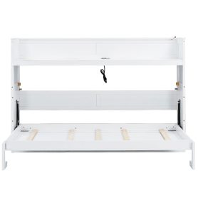 Twin XL Size Murphy Bed with Desk,LED Light and USB Charging Station