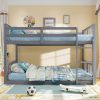 Solid Wood Low Twin Over Twin Bunk Bed with Ladder