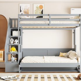 Full Over Full Size Murphy Bed with Hydraulic Lift & Desk