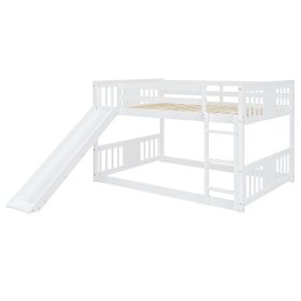Low Full Over Full Bunk Bed with Ladder with Slide