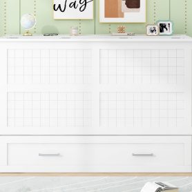 Queen Size Mobile Murphy Bed with Drawer and Little Shelves on Each Side