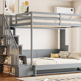 Full Over Full Size Murphy Bed with Hydraulic Lift & Desk