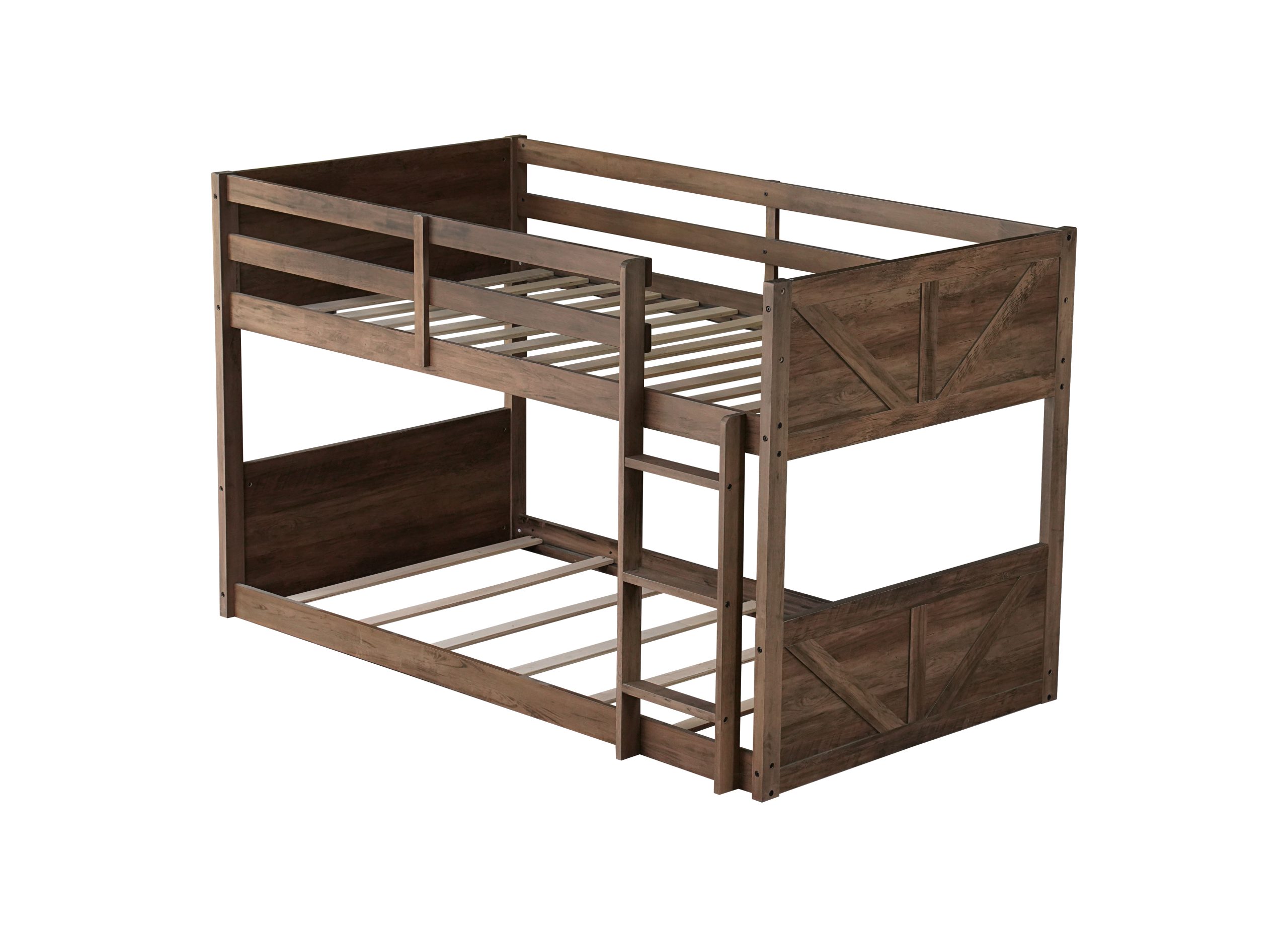 Twin over Twin Floor Bunk Bed with Safety Guardrails, Built-in Ladder 8 Twin over Twin Floor Bunk Bed with Safety Guardrails, Built-in Ladder