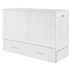 Queen Size Mobile Murphy Bed with Drawer and Little Shelves on Each Side