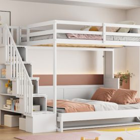 Full Over Full Size Murphy Bed With Hydraulic Lift & Desk Design