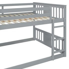 Solid Wood Low Full Over Full Bunk Bed with Ladder