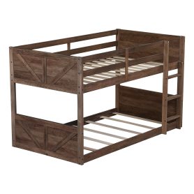 Twin over Twin Floor Bunk Bed with Panelled Headboard and Footboard