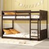Twin over Twin Floor Bunk Bed with Panelled Headboard and Footboard