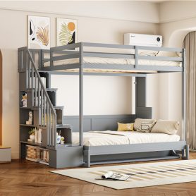 Full Over Full Size Murphy Bed with Hydraulic Lift & Desk