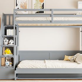 Full Over Full Size Murphy Bed with Hydraulic Lift & Desk