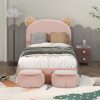 Twin Size Upholstered Platform Bed Frame with Cartoon Bear Ears