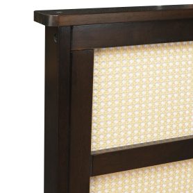 Full Size Platfrom Bed with Rattan Headboard, Two Storage Drawers